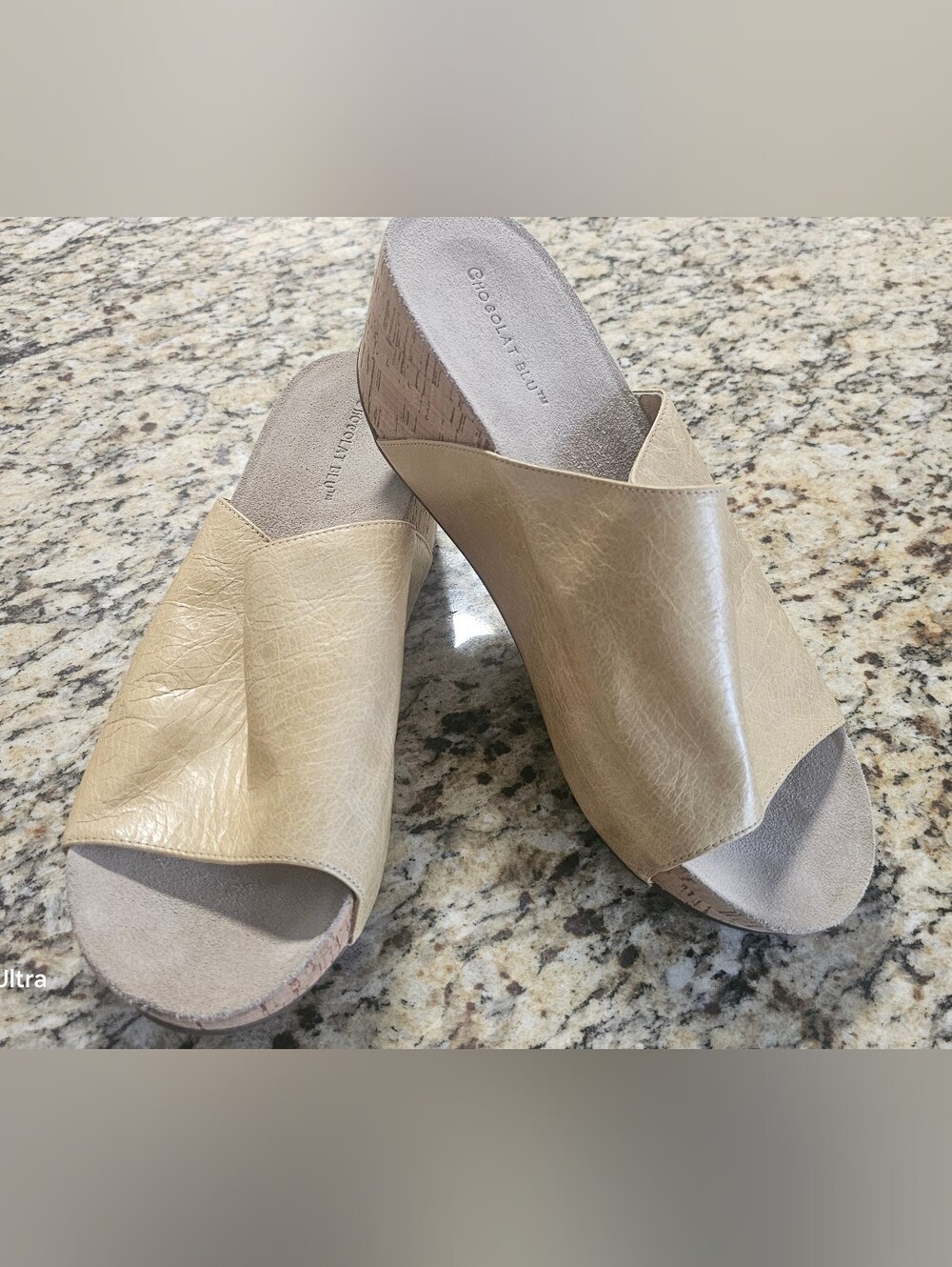 Chocolat Blu Women's Mustard Leather Slide Mules Size 10 - Picture 6 of 11